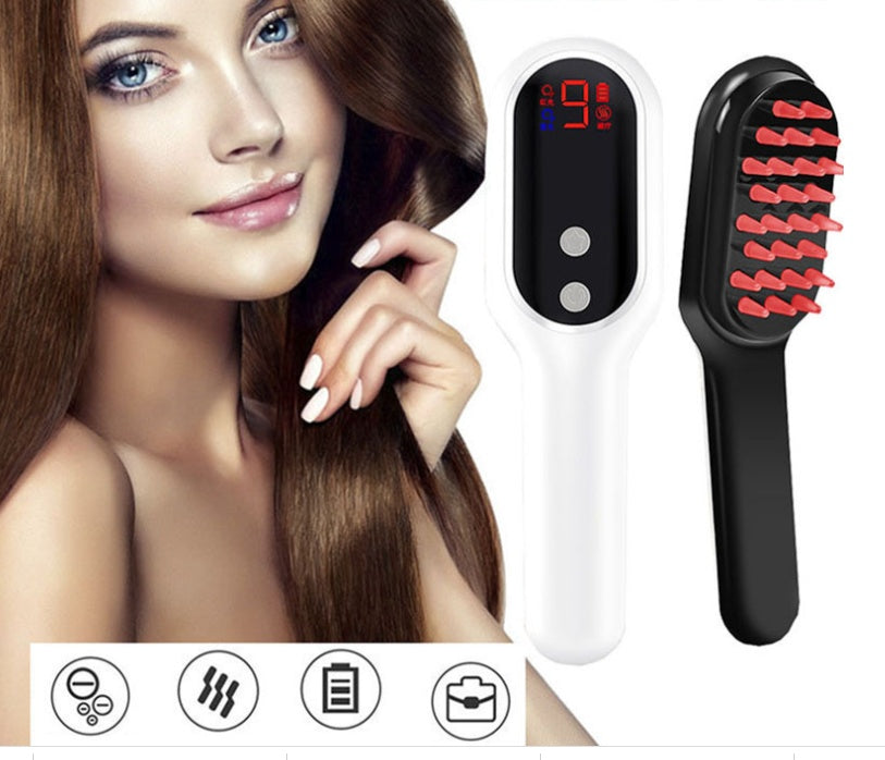 Electric Head Massager Hair Growth Comb with Magnetic Therapy, Red & Blue Light, LED Display, Scalp Massage Brush