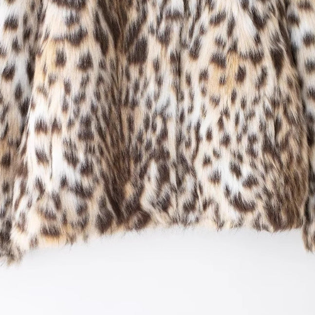 Women's Loose Fashionable Faux Fur Jacket Polyester Long Sleeve