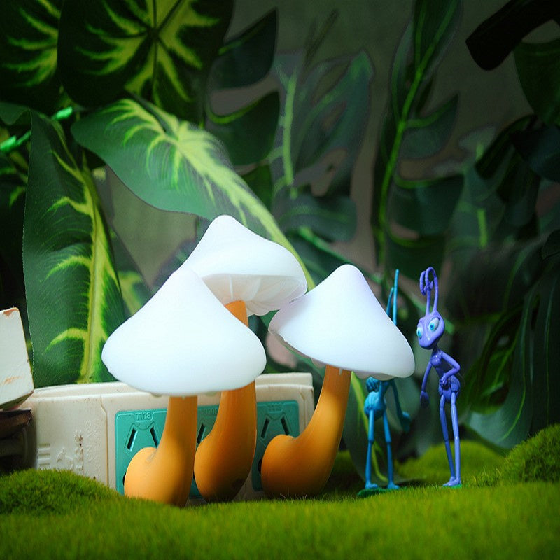 Mushroom LED Night Light with Sensor Warm White EU US Plug Wall Socket Lamp