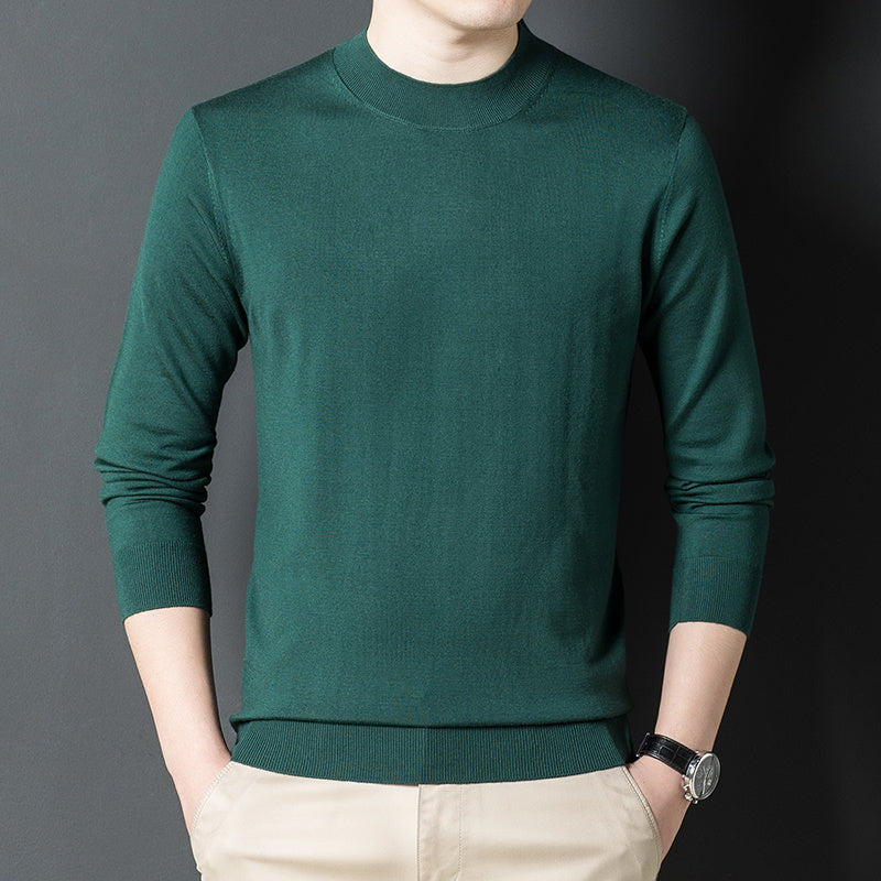Men's Crew Neck Solid Color Knit Sweater