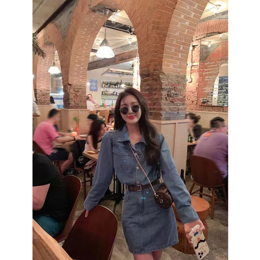 Women's Denim Dress With Sweet Cool Style With Belt