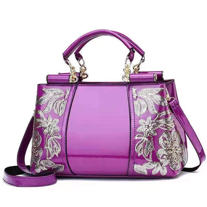 Élégant Grand Sac à Main Rétro à Paillettes Brodé