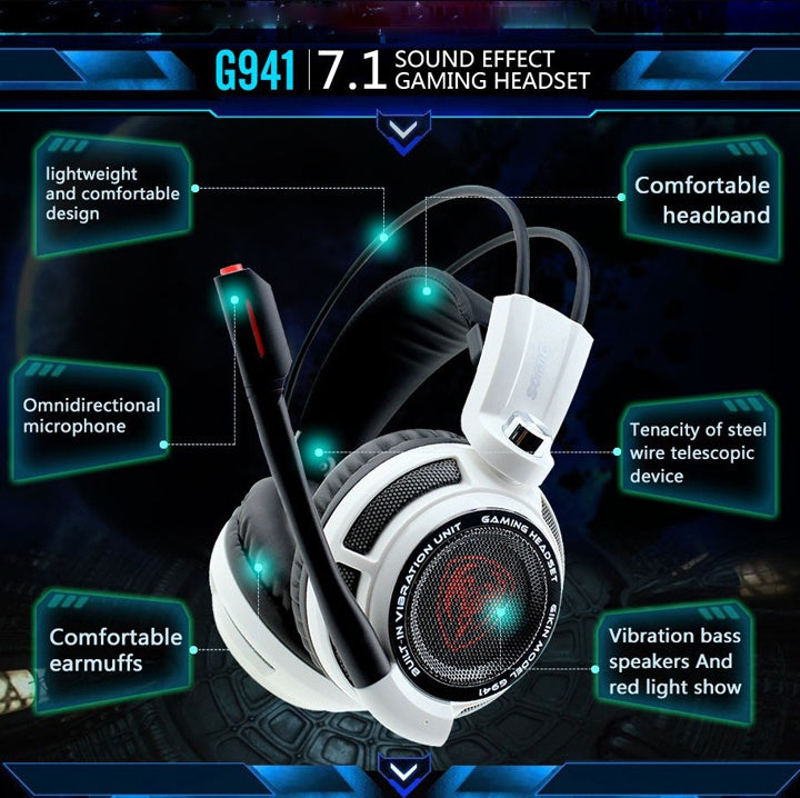 Somic White Wired USB Gaming Headset with Mic