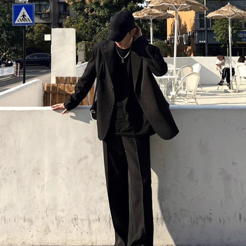 Veste de costume décontractée pour homme printemps automne avec épaulettes rembourrées, style coréen avant-gardiste