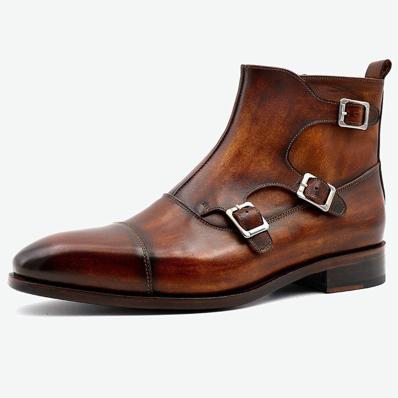 Men's Handmade Rust Brown Genuine Leather Breathable Casual Shoes