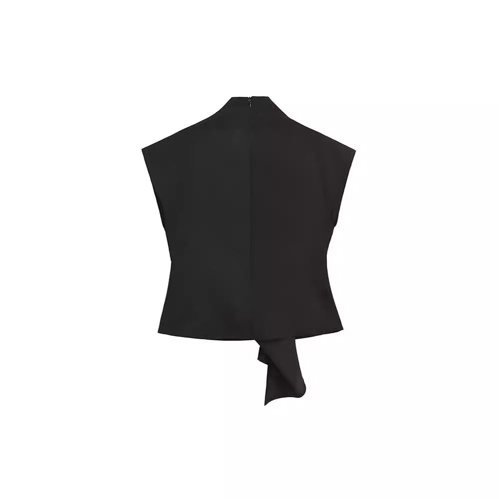 French Fashion Casual Stand Collar Peplum Top
