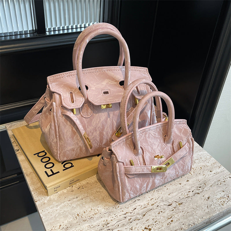 Retro Fashion Large Capacity Portable Ladies Bag in Milky White, Black, Pink