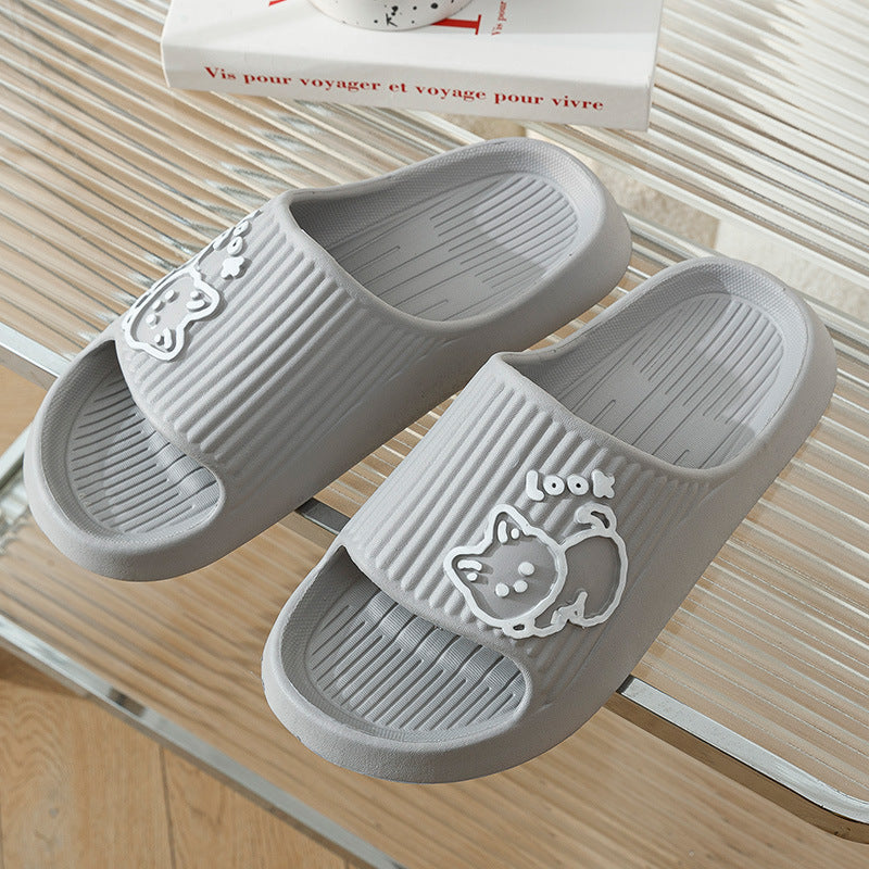 Cute Cat Home Slippers Bath Thick Platform Non-Slip Slides