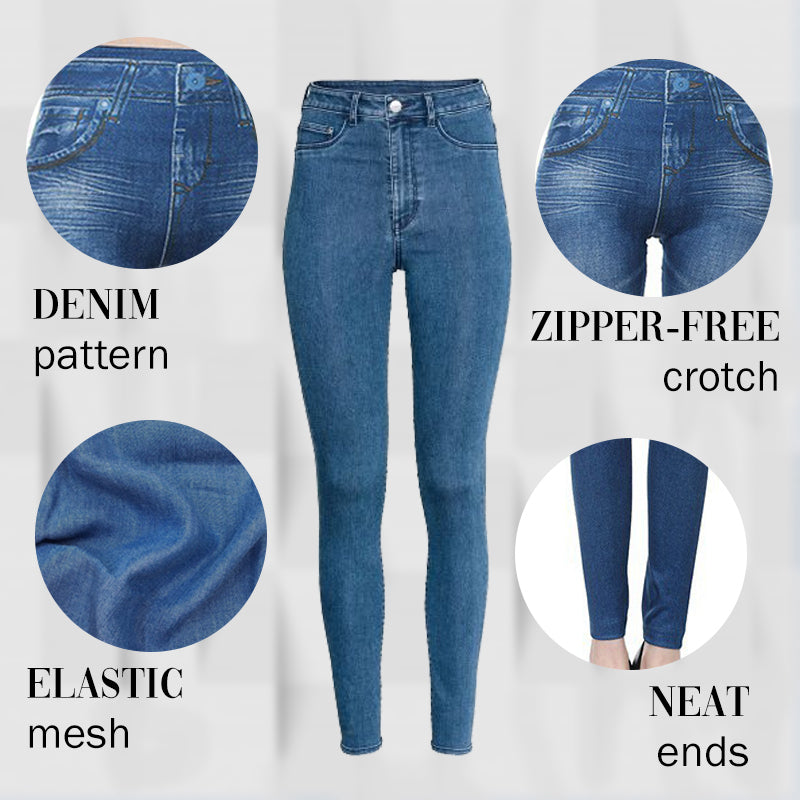 Pantalon en jean stretch coupe skinny taille haute avec fausses poches