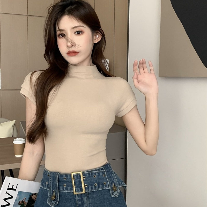 Pure Desire Style Half Turtleneck T-shirt For Women