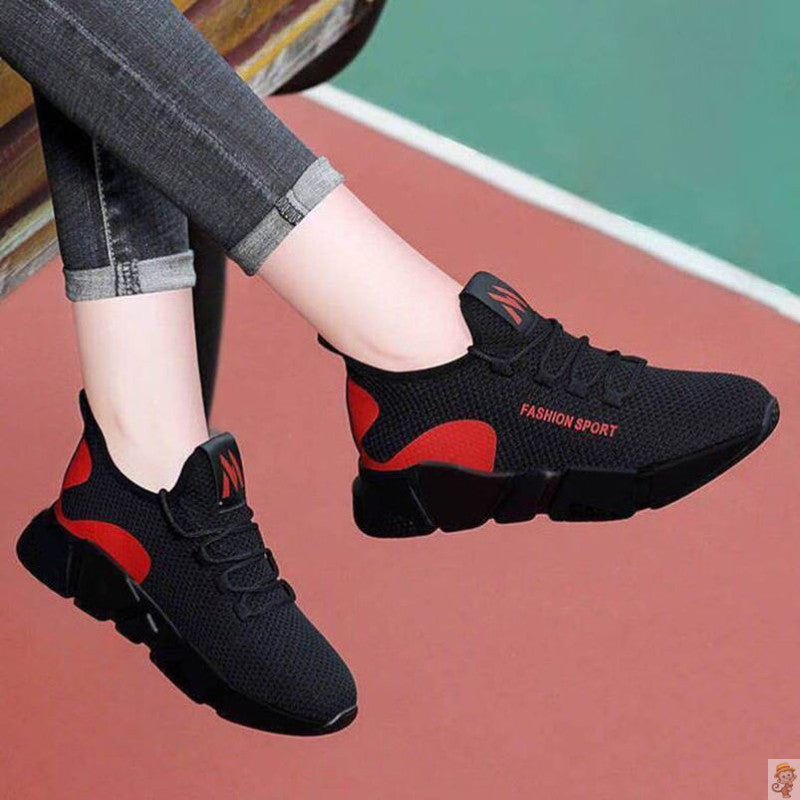 Women's Casual Thick Heel Lace-Up Peas Sneakers