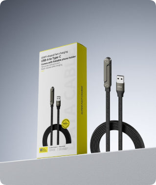 240W Fast Charging Cable with Foldable Phone Stand and 90° Elbow Holder