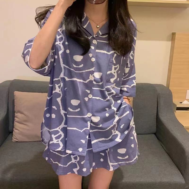 Pyjama cardigan d'été pour femme, fin, motif dessin animé japonais mignon.