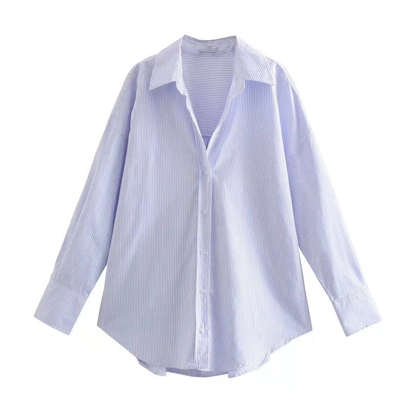 Chemise Popeline Multi-Couleur Décontractée Urbaine Manches Longues Fibre de Polyester