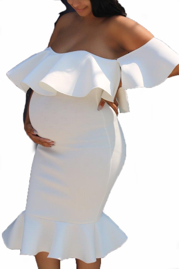 Women’s Elastic Ruffle Maternity Dress