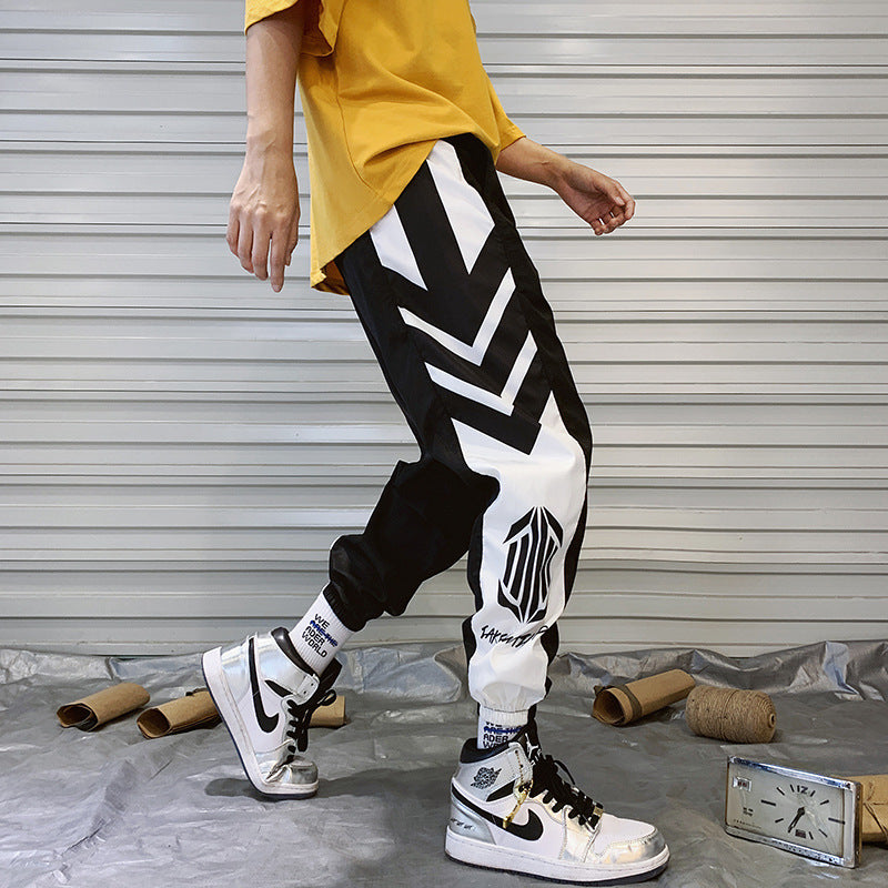 Men's Hiphop Pants Small Feet Leisure Trousers Acetate Fiber