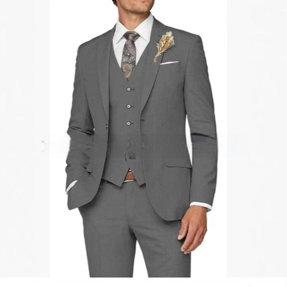 Ensemble de costume trois pièces décontracté ajusté pour homme