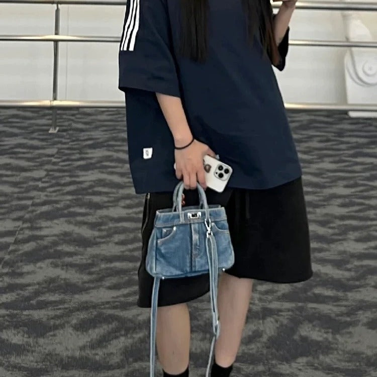 Retro Easy Matching Washed Denim Handbag