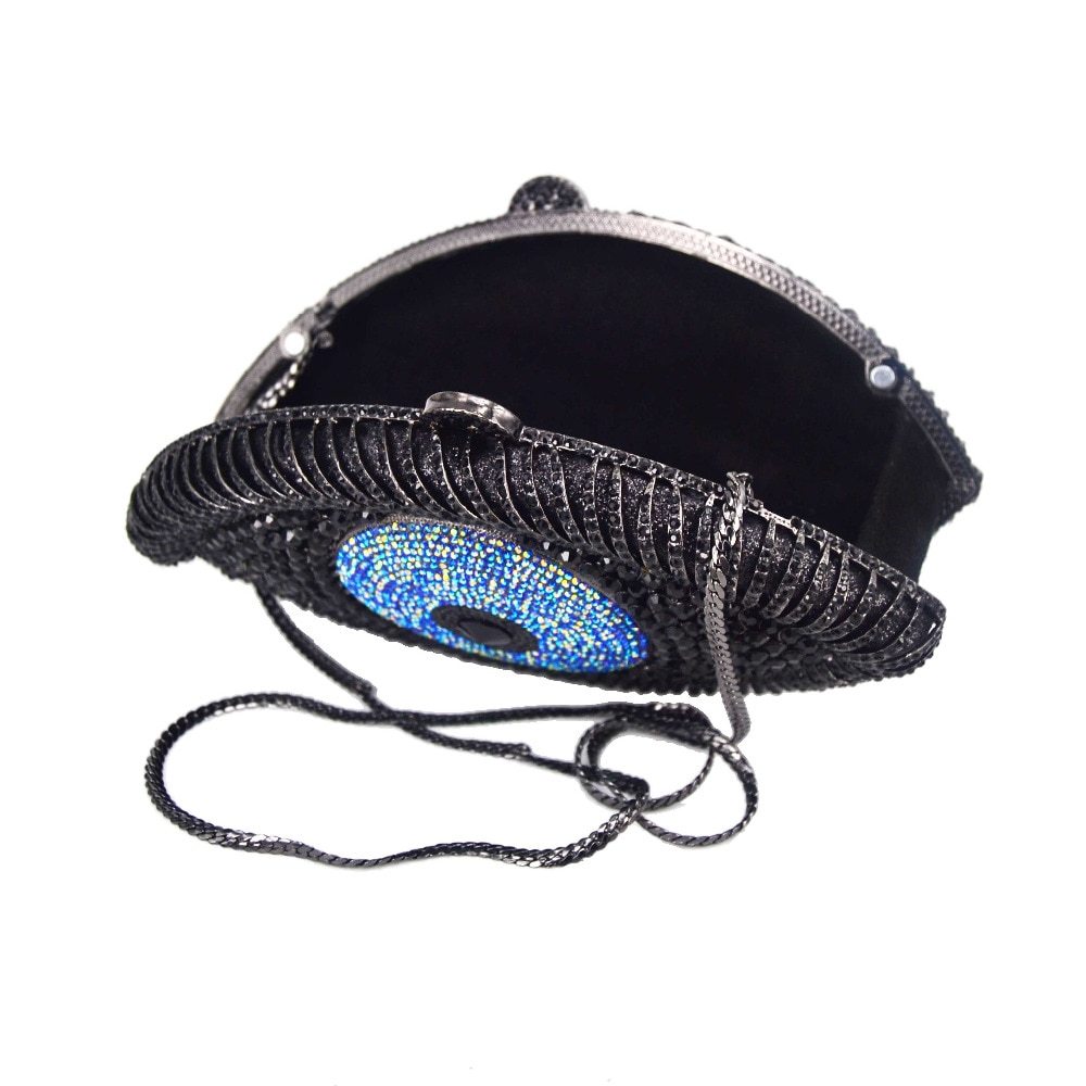 Women's Eye Diamond Evening Bag 23x12x5.5cm Metal Chain Handle