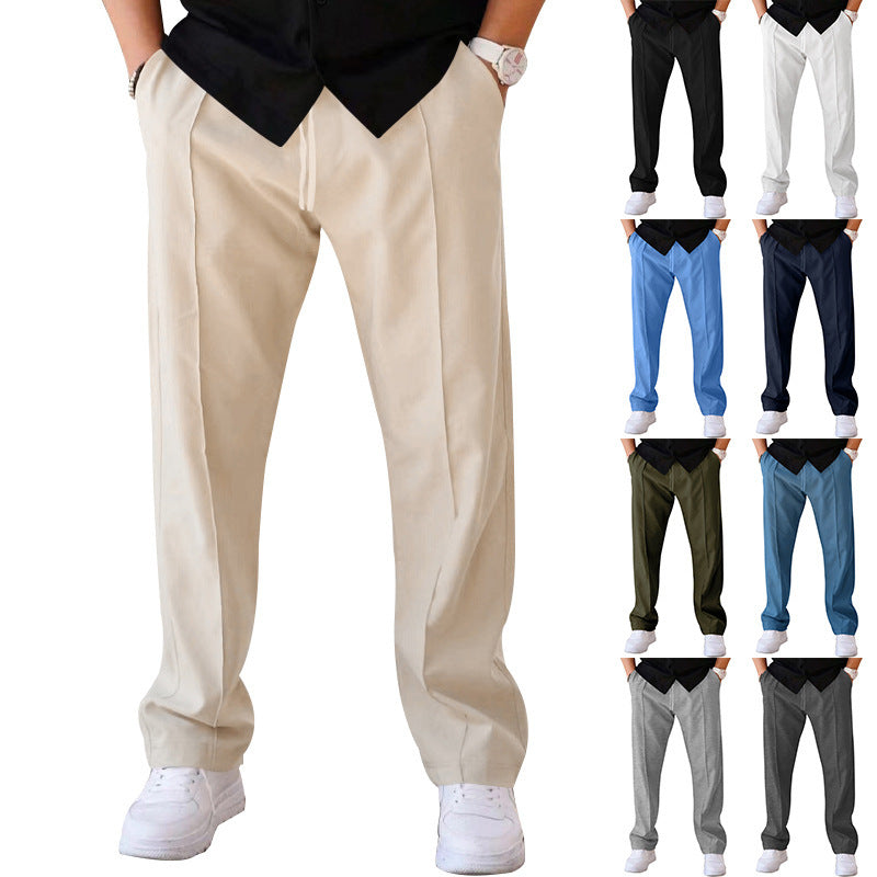Pantalon décontracté sport ample droit pour homme avec cordon de serrage