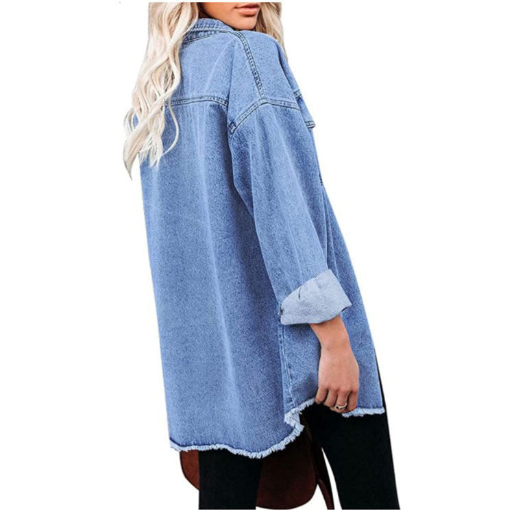 Women's Pure Blue Denim Jacket Casual Commuter Jacket