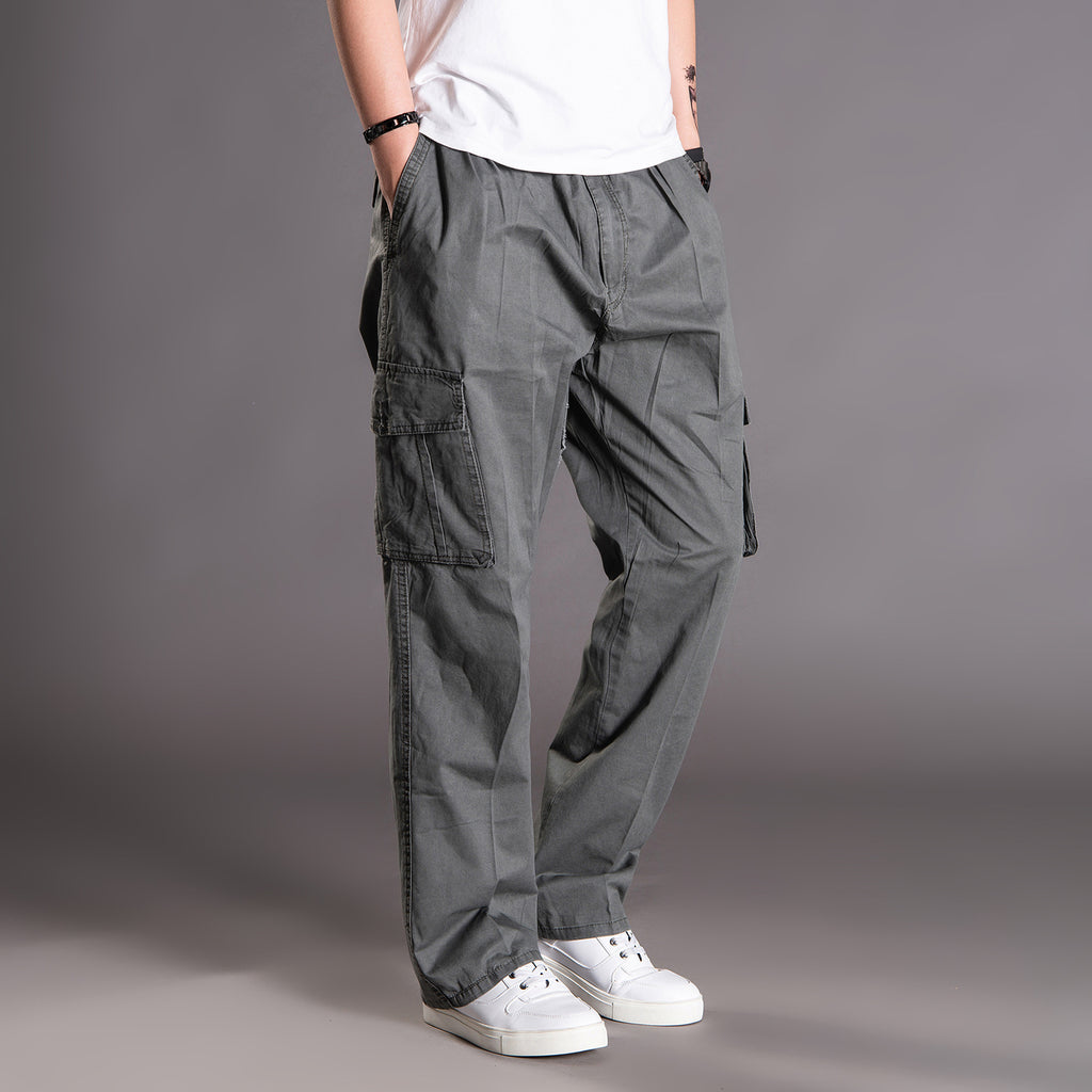 Thin Cotton Cargo Pants Loose Straight Leg Korean Style