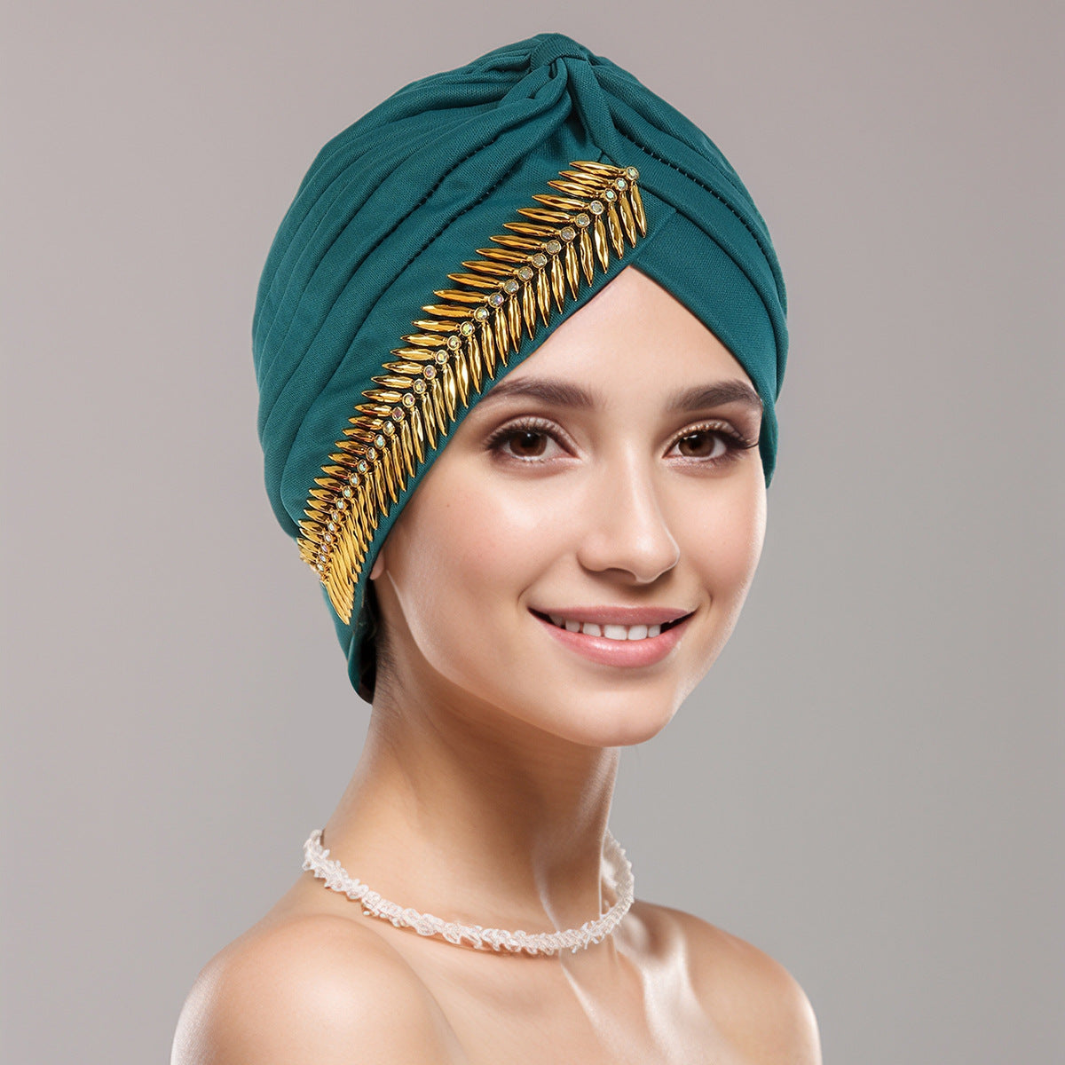 Turban plissé à strass pour femmes, bonnet élastique, foulard de Ramadan, bonnet chimio, chapeau africain