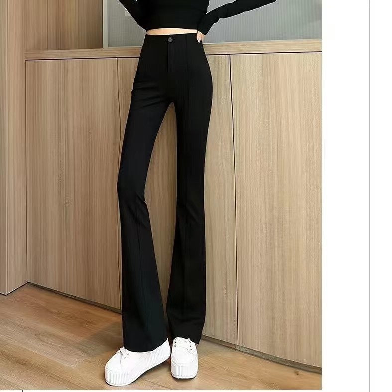 Pantalon de costume moulant en spandex pour femme, noir, marron, passe-partout