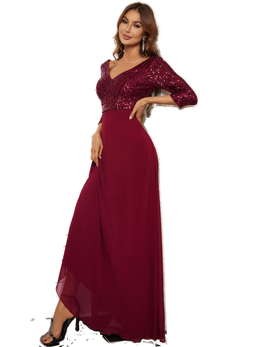 Large Sequin Stitching Evening Dress Sleeveless A-Line