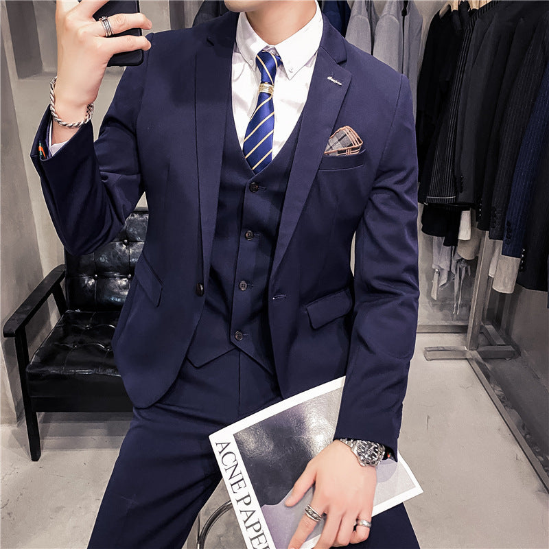 Slim Fit Business Best Man Three-Piece Suit Set