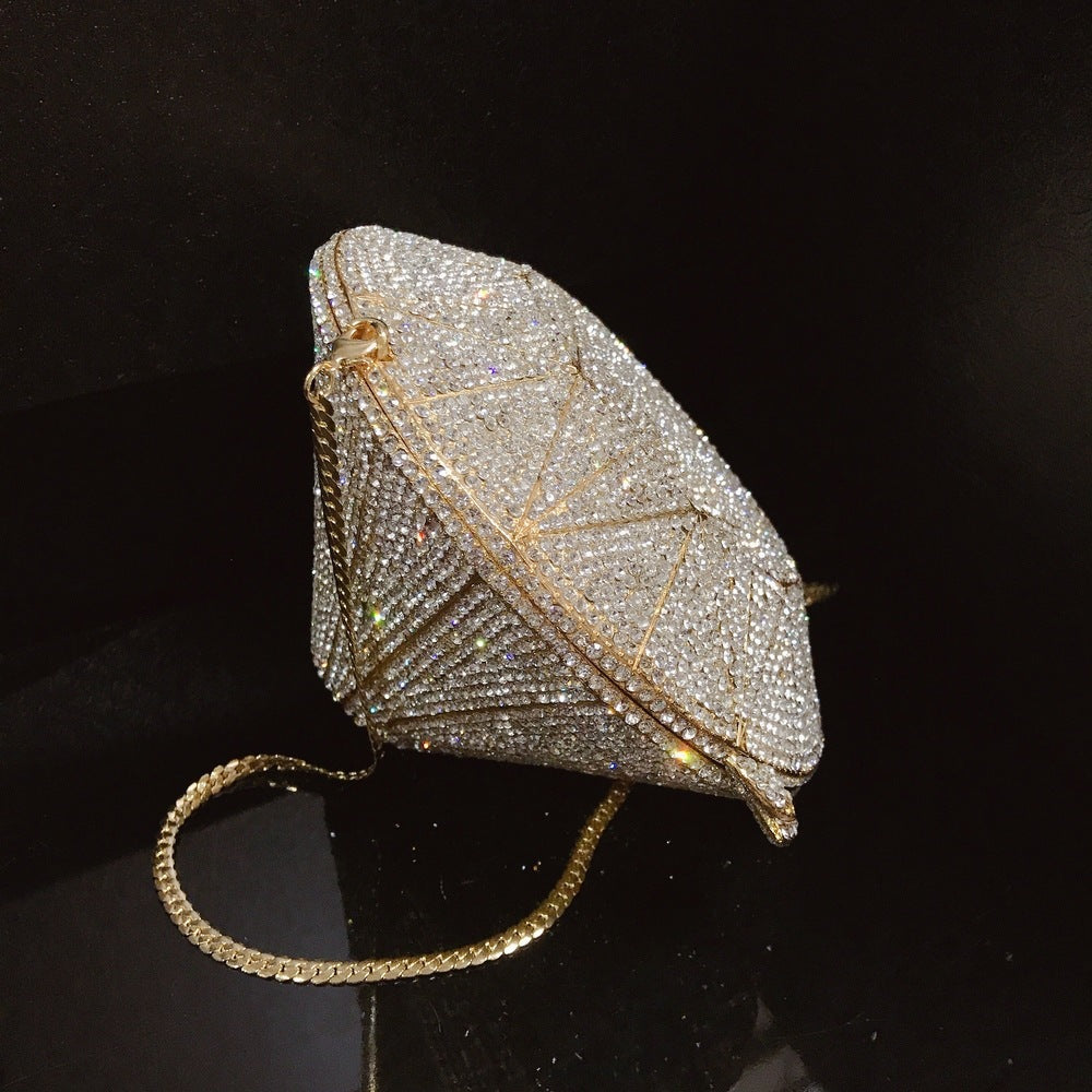 Sac de Dîner en Cristal en Forme de Diamant 3D avec Surface Taille Gemme