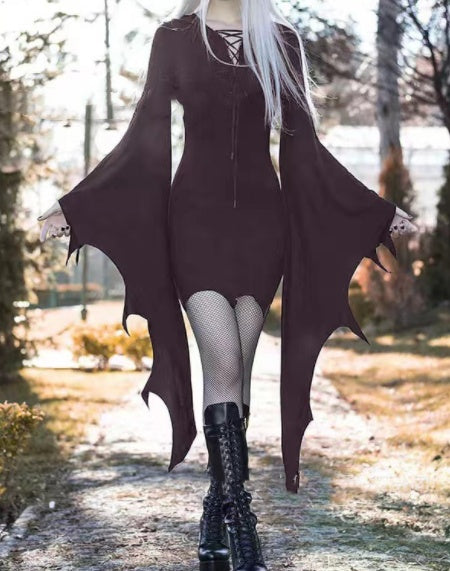 Medieval Forest Elven Pixie Costume for Women Hooded Nienna Dress Halloween Party