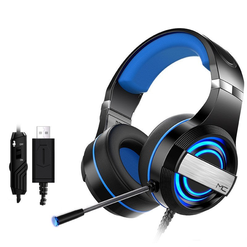 Wired Head-Mounted Bluetooth Gaming Headset with 7.1 Sound and Colorful Lighting