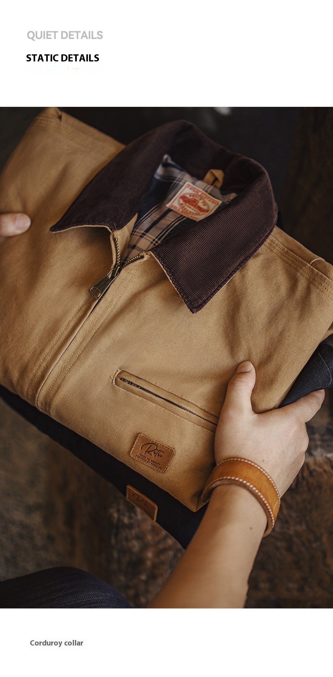 Manteau d'automne pour homme en toile de coton noire à col rabattu