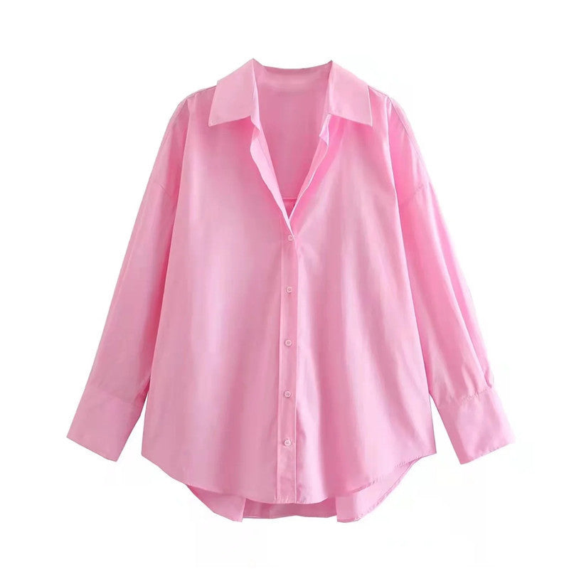 Chemise Popeline Multi-Couleur Décontractée Urbaine Manches Longues Fibre de Polyester