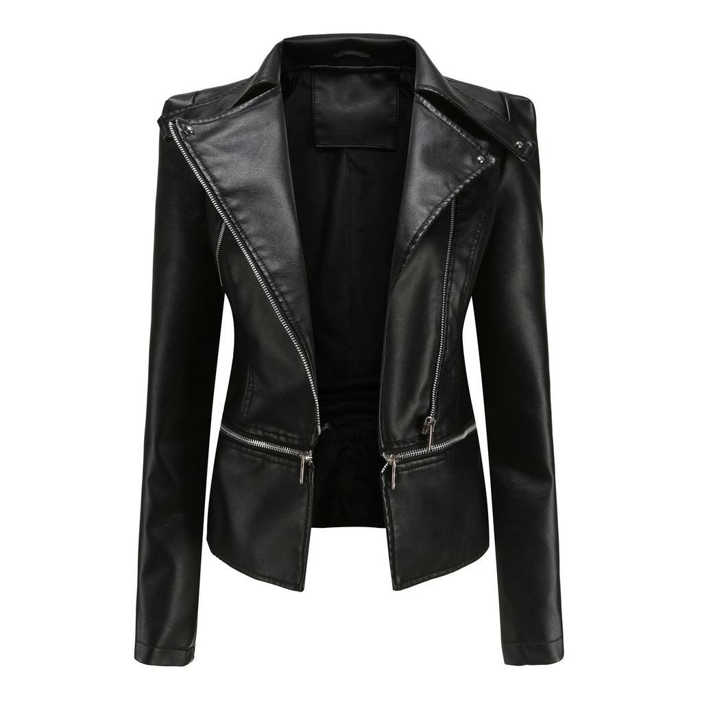 Slim Fit Motorcycle Jacket in Faux Leather, Multiple Colors & Sizes