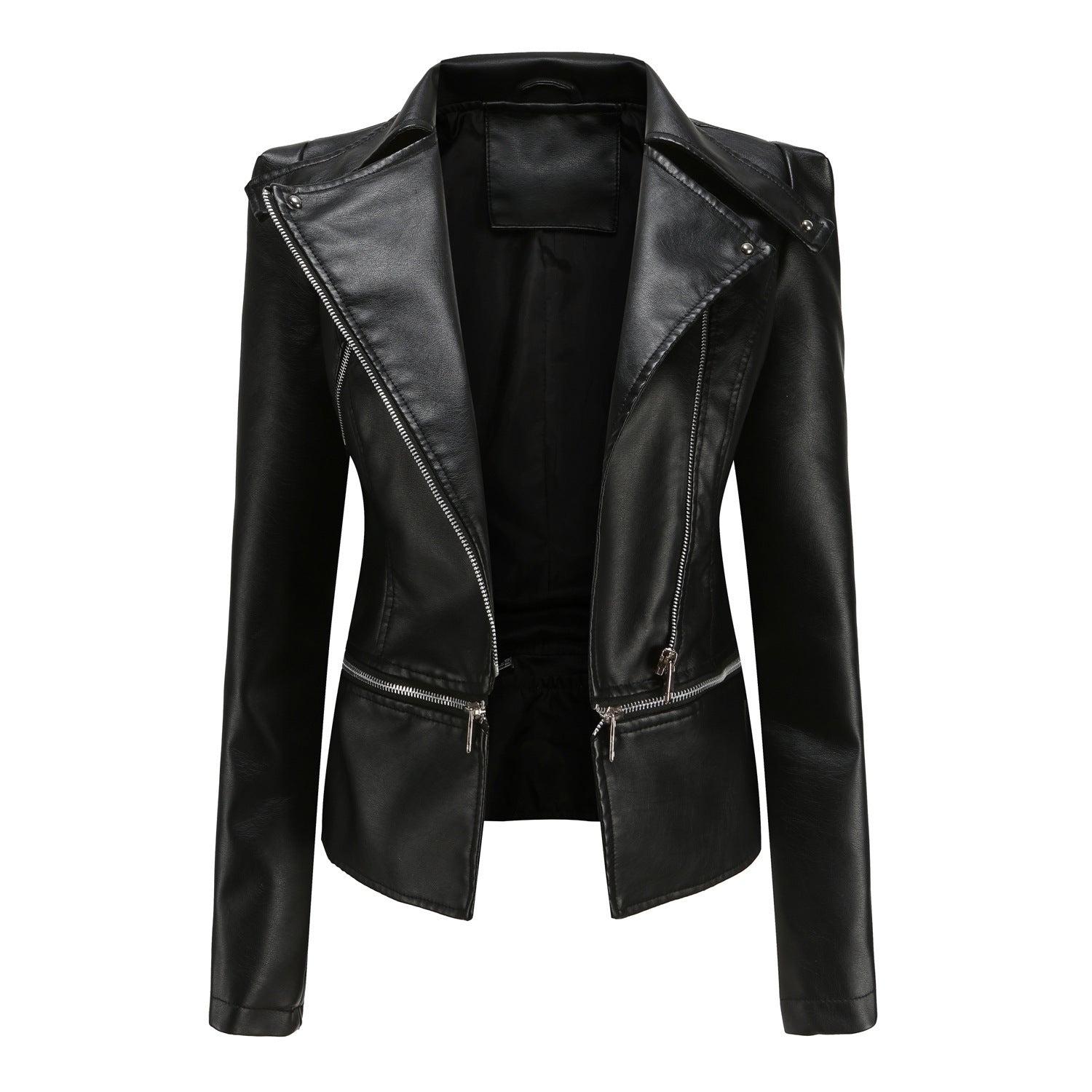 Slim Fit Motorcycle Jacket in Faux Leather, Multiple Colors & Sizes
