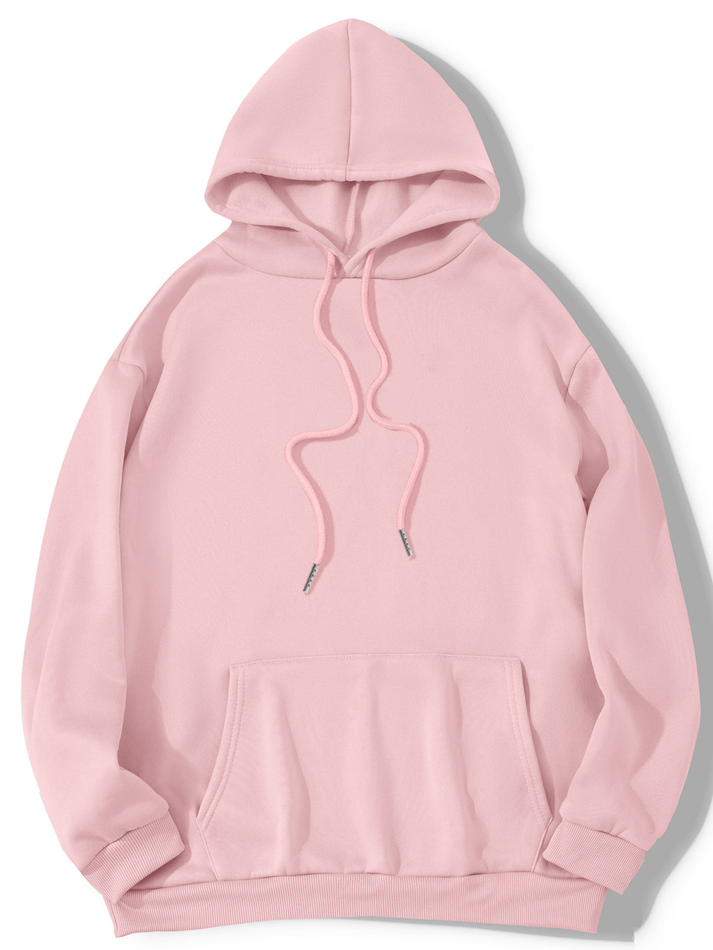 Sweat à capuche brossé en polyester pour femme Couleurs unies S-XXL