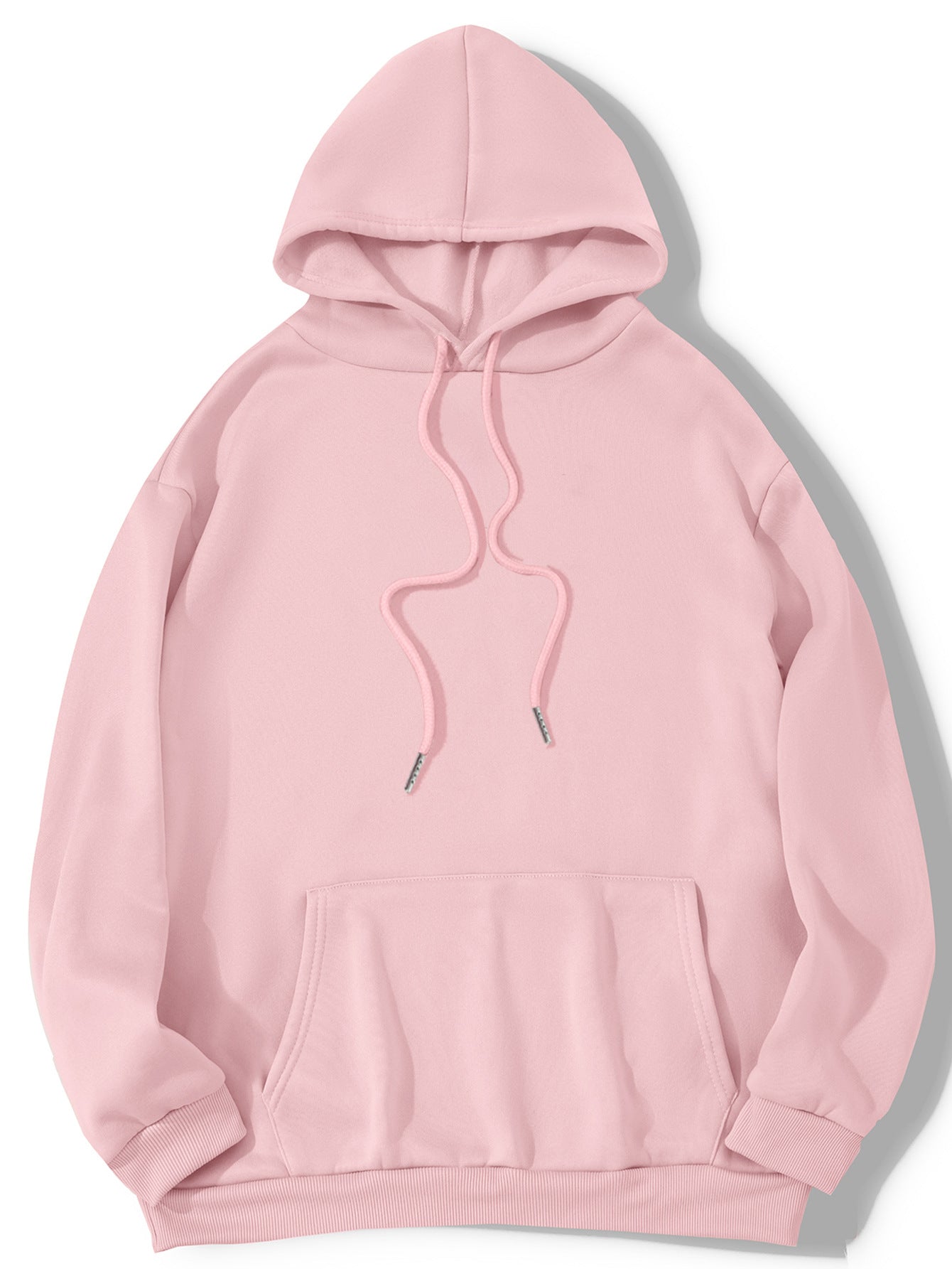 Sweat à capuche brossé en polyester pour femme Couleurs unies S-XXL
