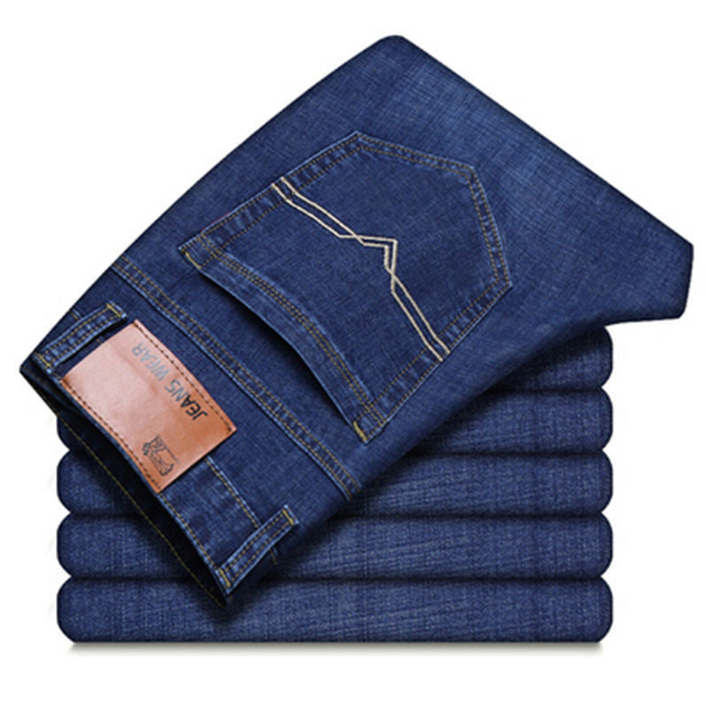 Jean droit ample stretch taille mi-haute pour homme – Jean décontracté pour le travail