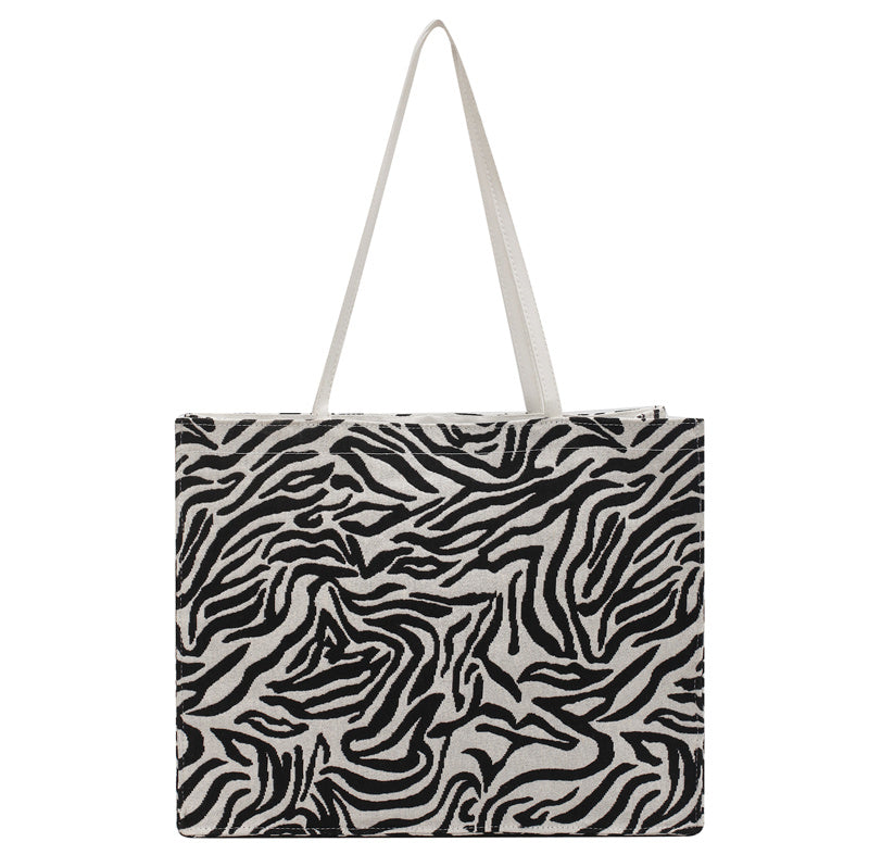 Sac bandoulière carré à rayures zébrées vintage coréen pour femmes