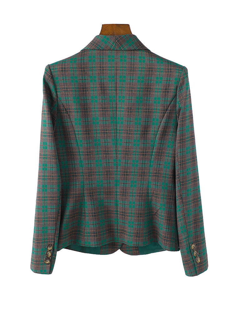 Plaid Slim Fit Coat for Women