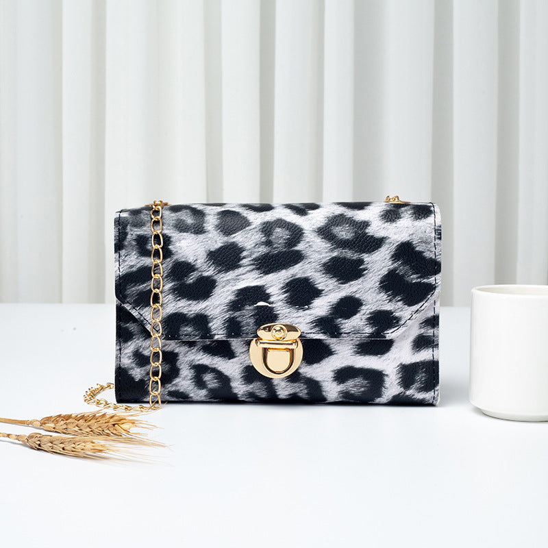 Petit Sac à Bandoulière Carré Imprimé Léopard Serpent