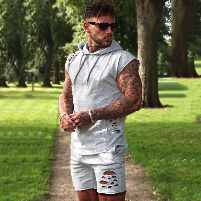 Men's Cotton Blend Sleeveless Running & Training Sports Suit