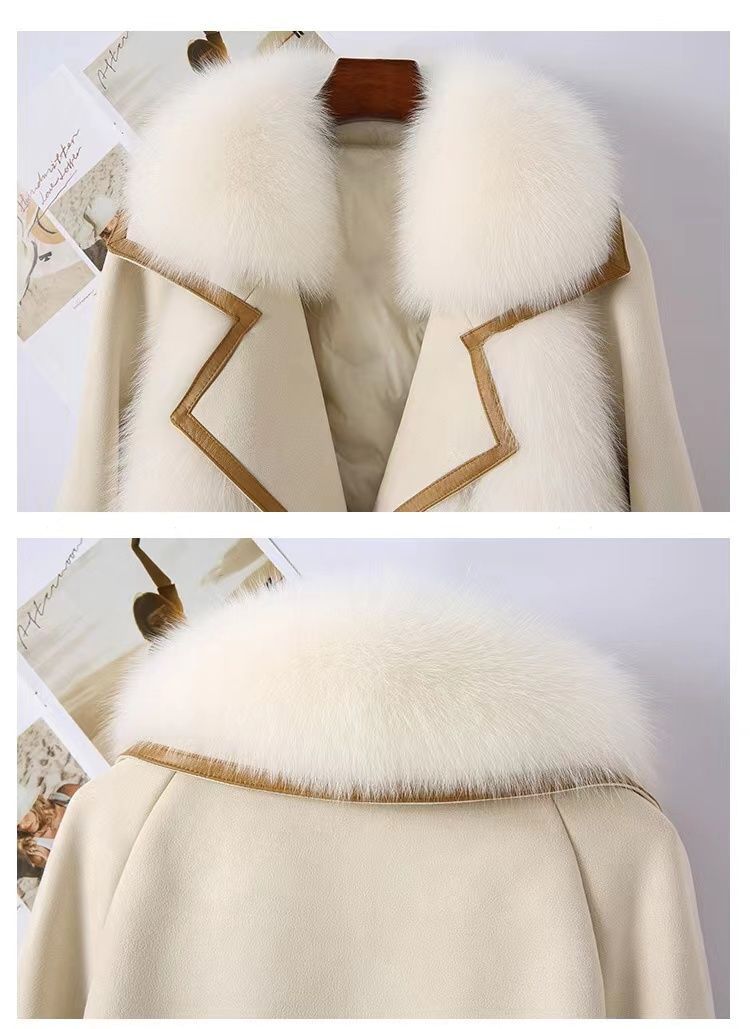 Women's Faux Fox Fur Chenille Jacket with Fur Collar