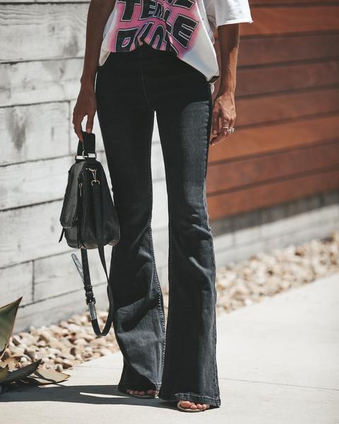Wide-Leg Flared Jeans Polyester Slim Pants