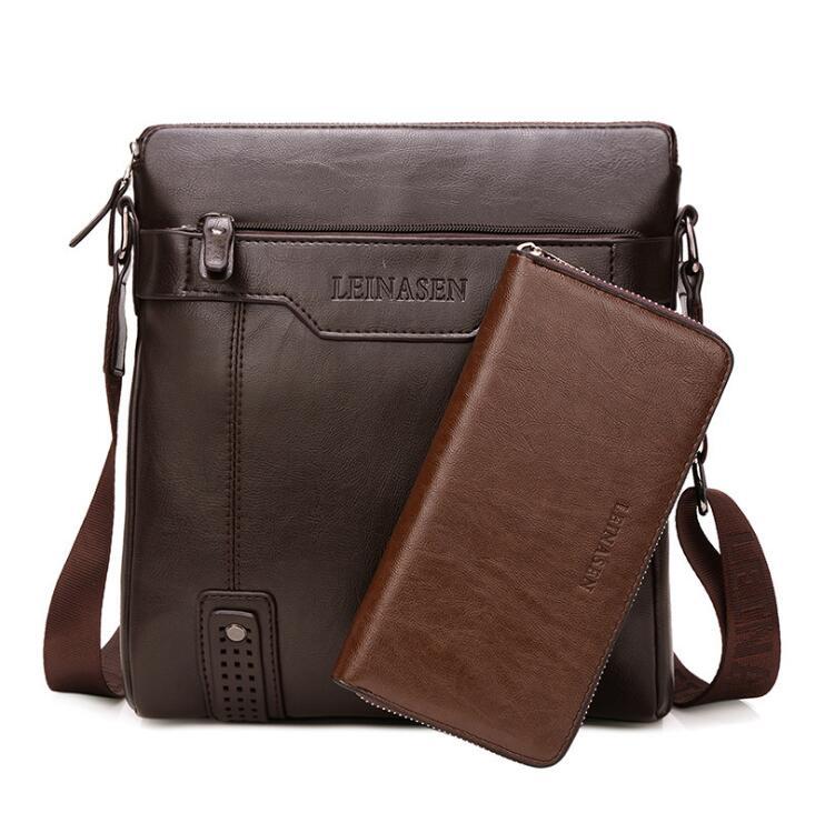 Men's Soft Polyester Lined Messenger Shoulder Bag with Zipper Closure