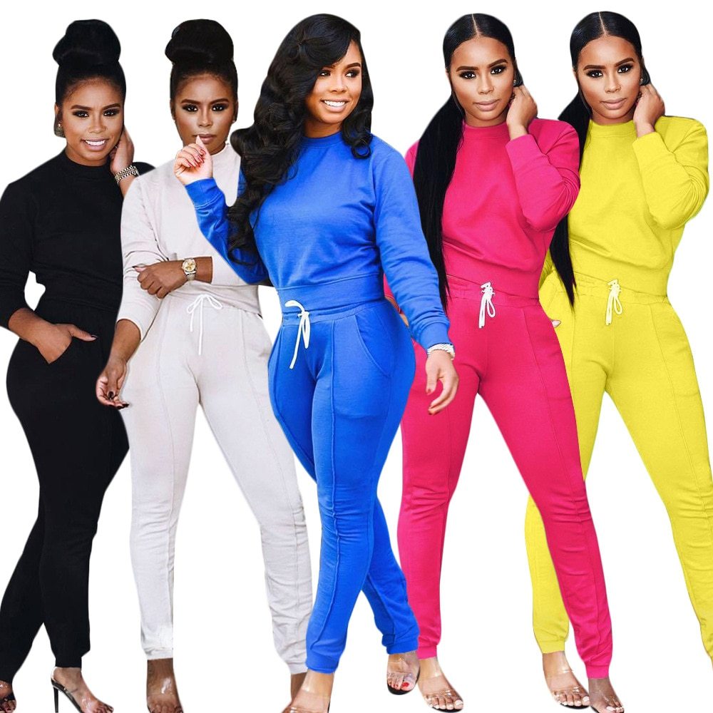 Ensemble pantalon de sport ample et sexy avec pull en maille