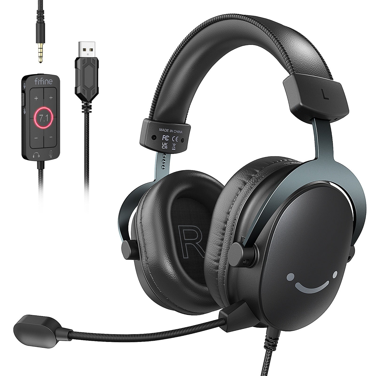 Casque de jeu filaire noir avec son 4D pour l'e-sport