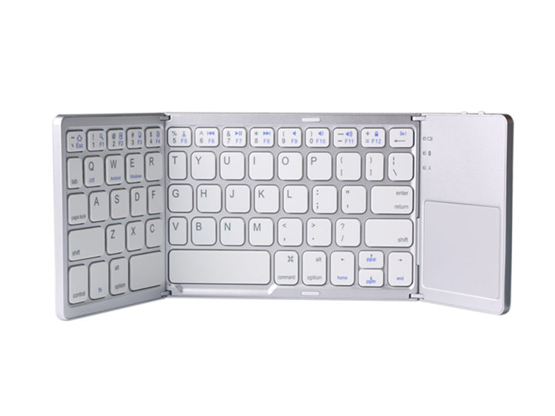 Ultra-Thin Tri-Fold Bluetooth Touch Keyboard with Touchpad for iPhone & More